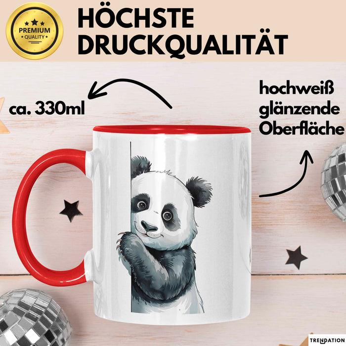 Süßer Panda Tasse Geschenk Lustige Geschenkidee Spruch Rot Trendation