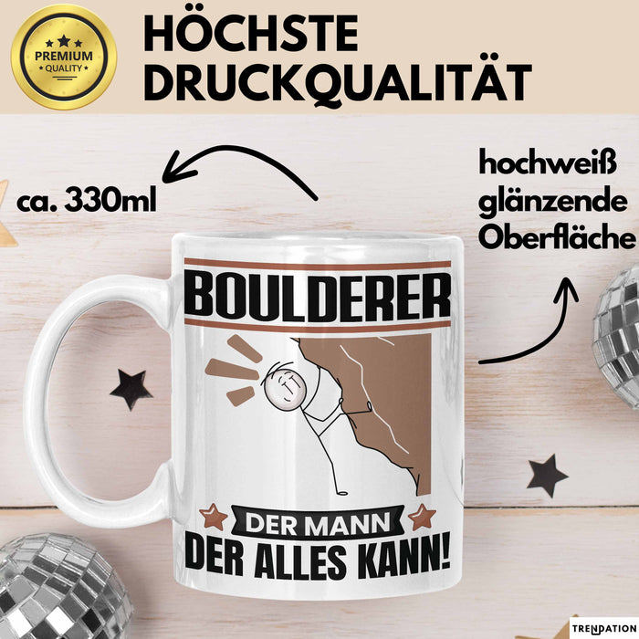 Boulderer Tasse Geschenk für Boulderer Der Mann Der Alles Kann Geschenkidee zum Geburtstag Weiß Trendation