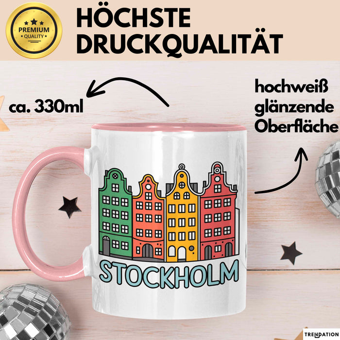 Stockholm Schweden Skandinavien Schwedisch Tasse Geschenk Lustige Geschenkidee Spruch Rosa Trendation