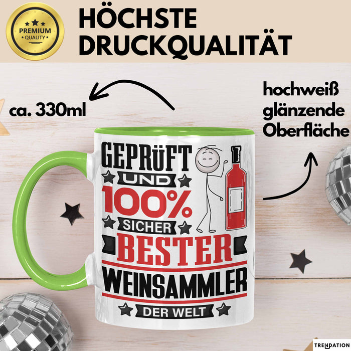 Weinsammler Geschenk Lustiger Spruch für Weinsammler Geschenkidee Bester Weinsammler Der Welt Grün Trendation