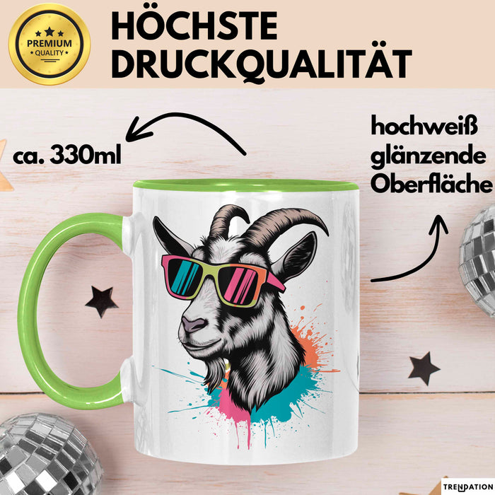 Ziegenbauer Ziegen Tier Sonnenbrille Tasse Geschenk Lustige Geschenkidee Spruch Grün Trendation