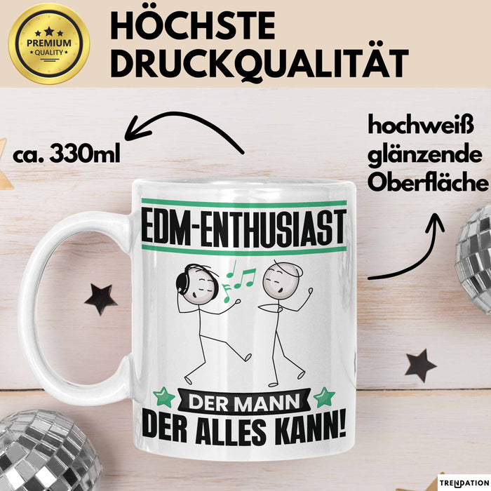 EDM-Enthusiast Tasse Geschenk für EDM-Enthusiast Der Mann Der Alles Kann Geschenkidee zum Geburtstag Weiß Trendation