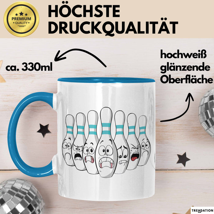 Bowling Tasse Geschenk Bowling-Spieler Geschenkidee Blau Trendation