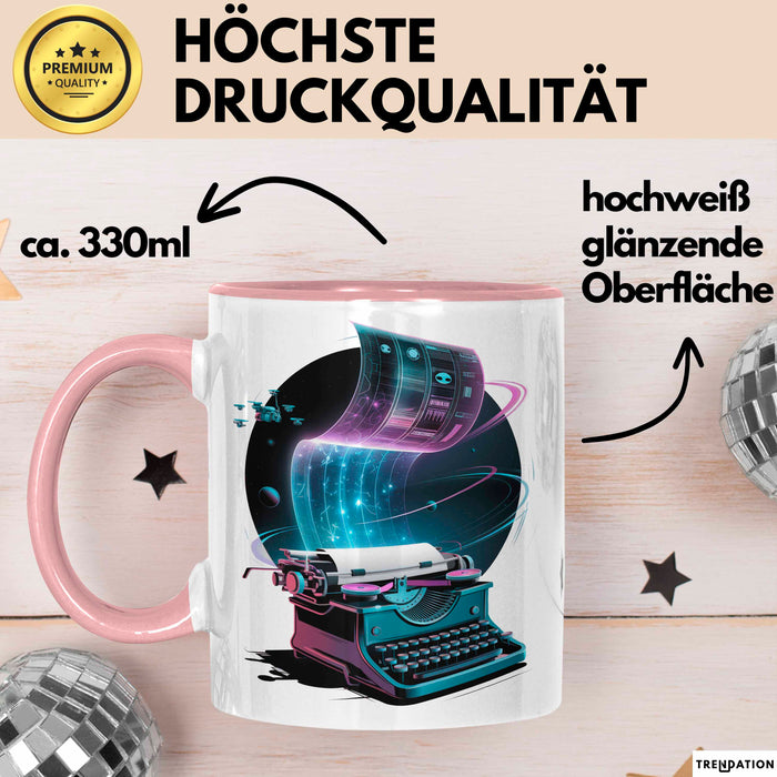 Sci Fi Autor Tasse Geschenkidee für Zukunftswelten Rosa Trendation