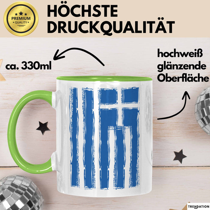 Griechenland Tasse Geschenk Grieche Flagge Hoch Kaffee-Becher Grün Trendation