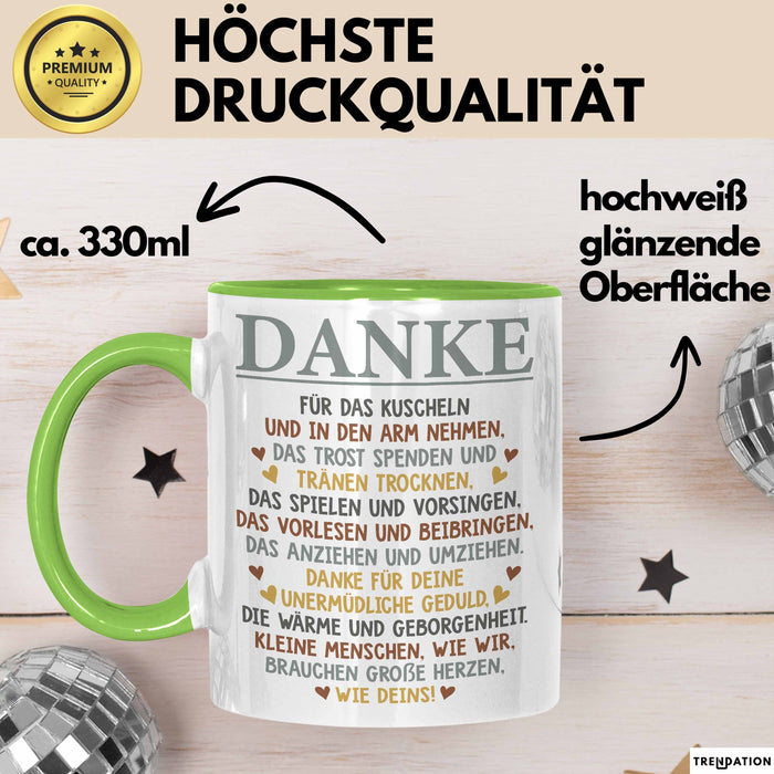 Unterricht Lehrer Wertschätzung Tasse Geschenk Lustige Geschenkidee Spruch Danke Für Das Kuscheln Grün Trendation