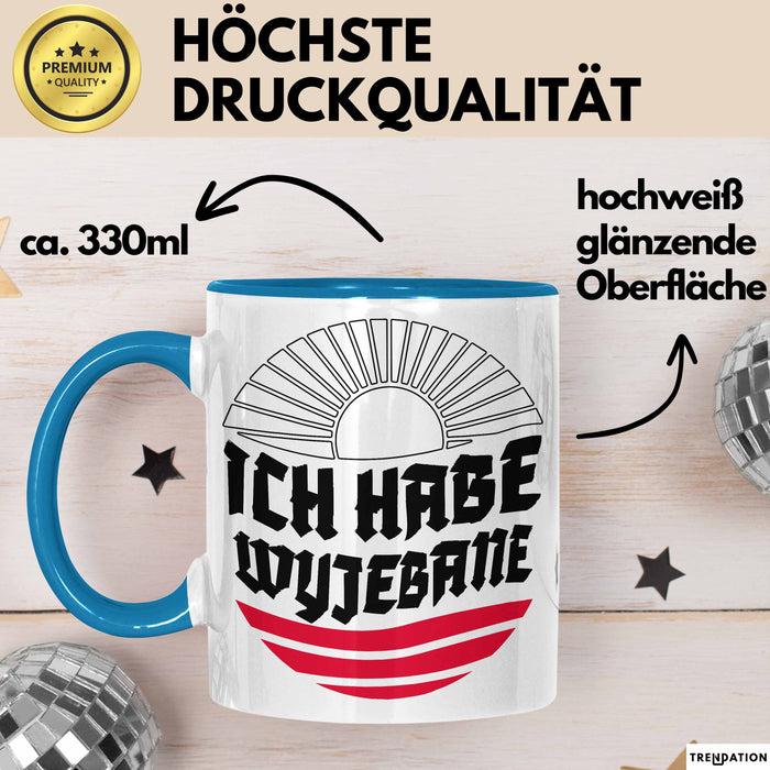Polen Tasse Spruch Ich Habe Wyjebane Polska Geschenkdiee Kaffee-Becher Blau Trendation