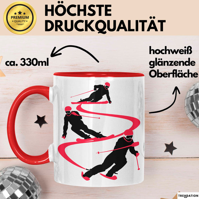 Ski Tasse Geschenk Grafik Skifahrer Becher Rot Trendation