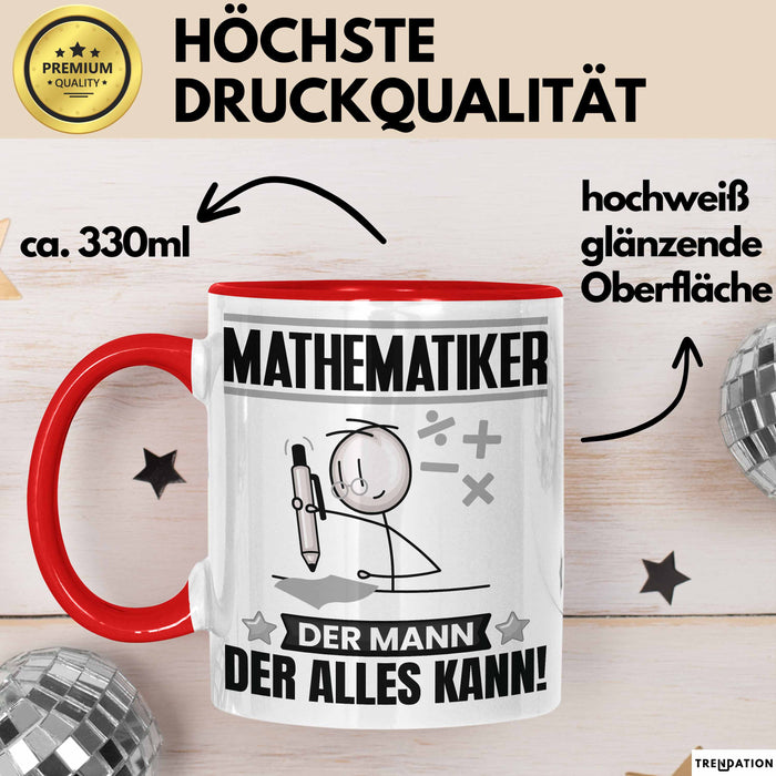 Mathematiker Tasse Geschenk für Mathematiker Der Mann Der Alles Kann Geschenkidee zum Geburtstag Rot Trendation