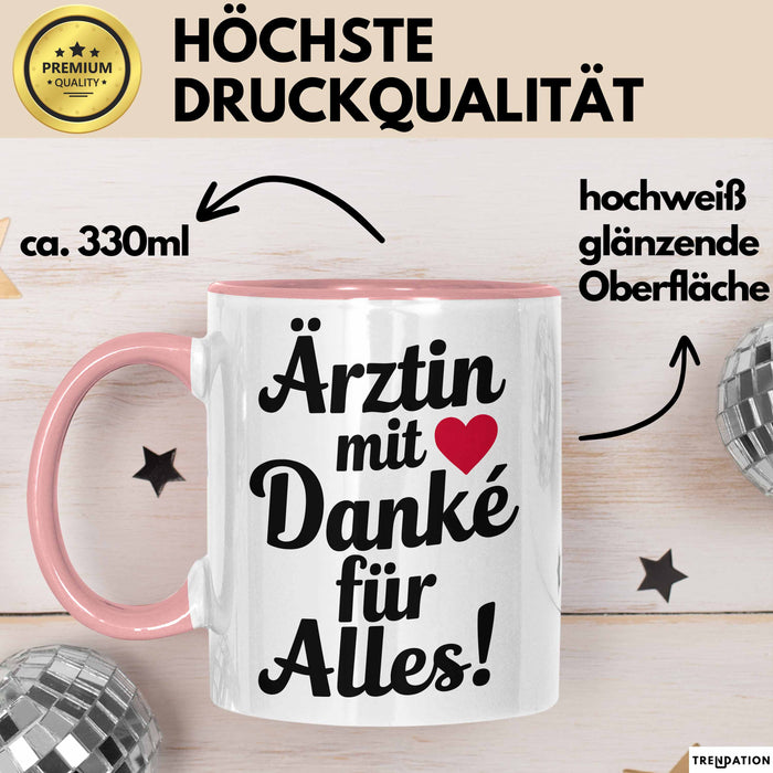 Arzt Tasse Geschenk Lustige Geschenkidee Spruch Ärztin Mit Danke Für Alles Rosa Trendation