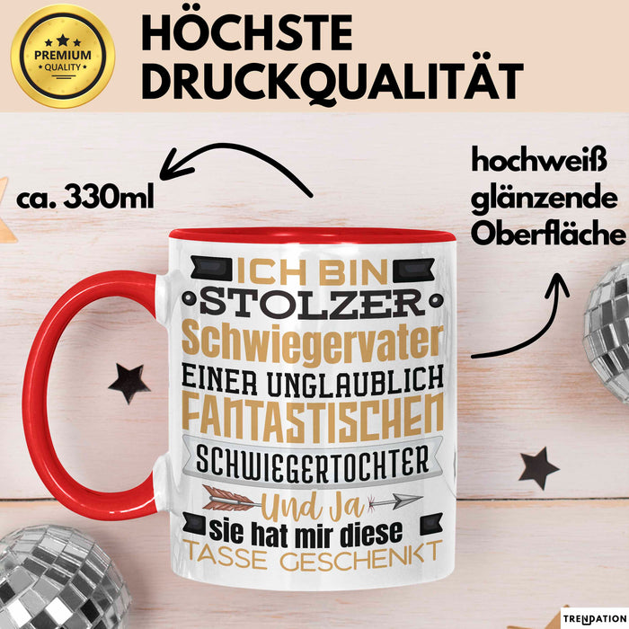 Schwiegervater Geschenk Von Schwiegertochter Geschenkidee Tasse Spruch Becher Rot Trendation