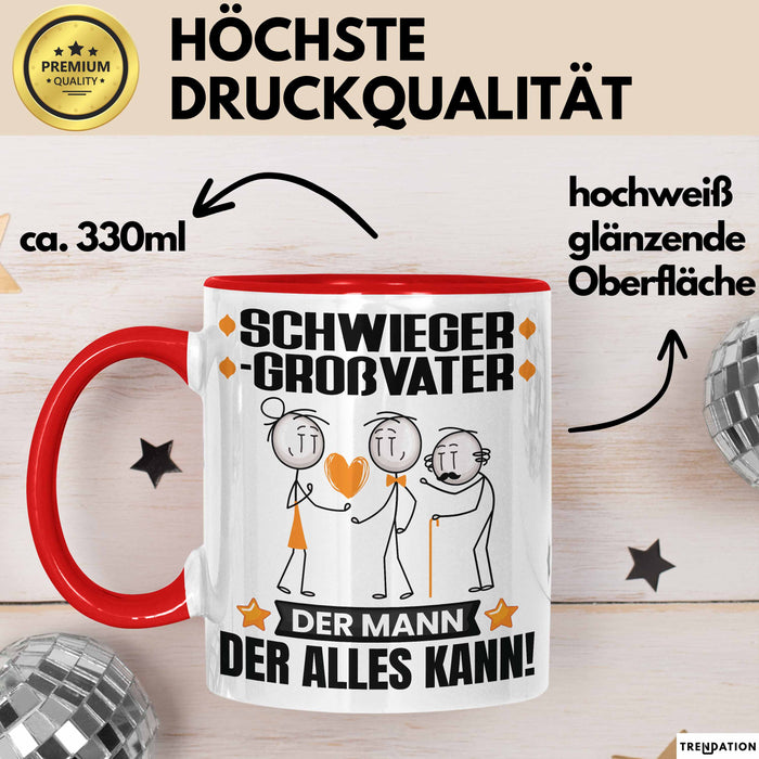 Schwiegergroßvater Tasse Geschenk für Schwiegergroßvater Der Mann Der Alles Kann Geschenkidee zum Geburtstag Rot Trendation
