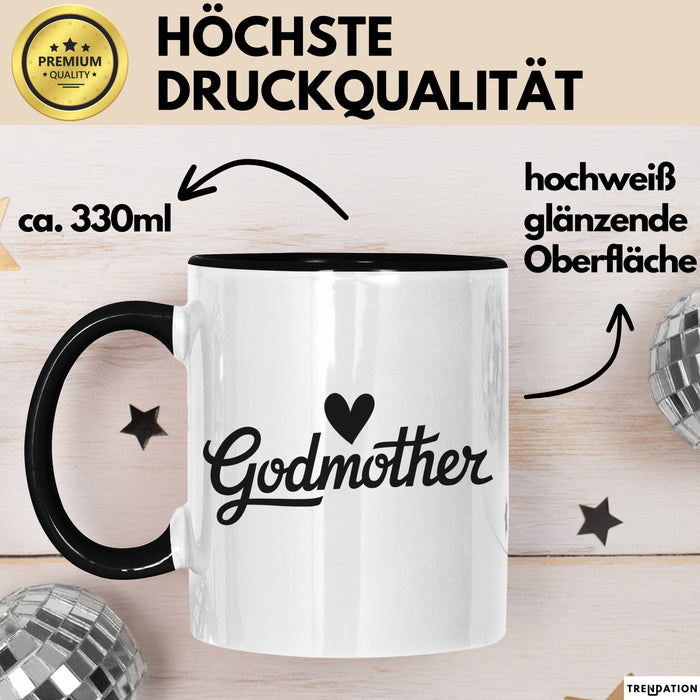 Patentante Tasse Geschenk Godmother Geschenkidee Taufe Patenkind Schwarz Trendation