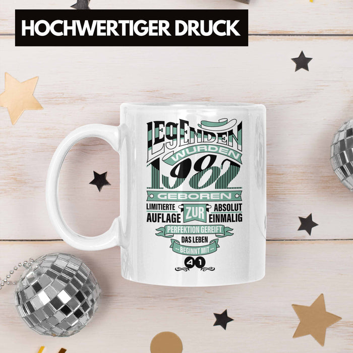 TRENDATION 40. Geburtstag Tasse Frau Mann Geschenk 40er Geschenkidee 40 Mutter Vater Weiß Trendation