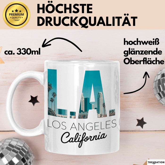 Los Angeles LA Kalifornien USA Tasse Becher Geschenk Lustige Geschenkidee Spruch Weiß Trendation