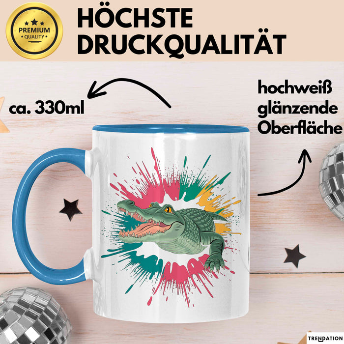 Krokodil Tier Tasse Geschenk Lustige Geschenkidee Spruch Blau Trendation