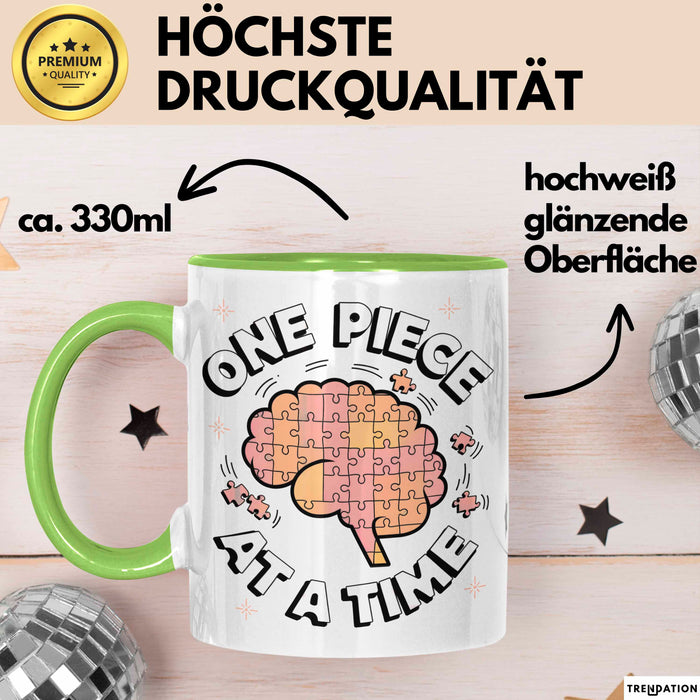 Puzzle Süchtiger Tasse Geschenk Lustige Geschenkidee Spruch Für Gehirn Knobler Grün Trendation