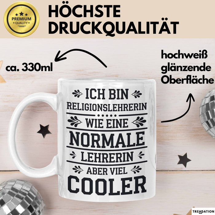 Religionslehrer Tasse Geschenk Lustige Geschenkidee Spruch Ich Bin Religionslehrerin Weiß Trendation
