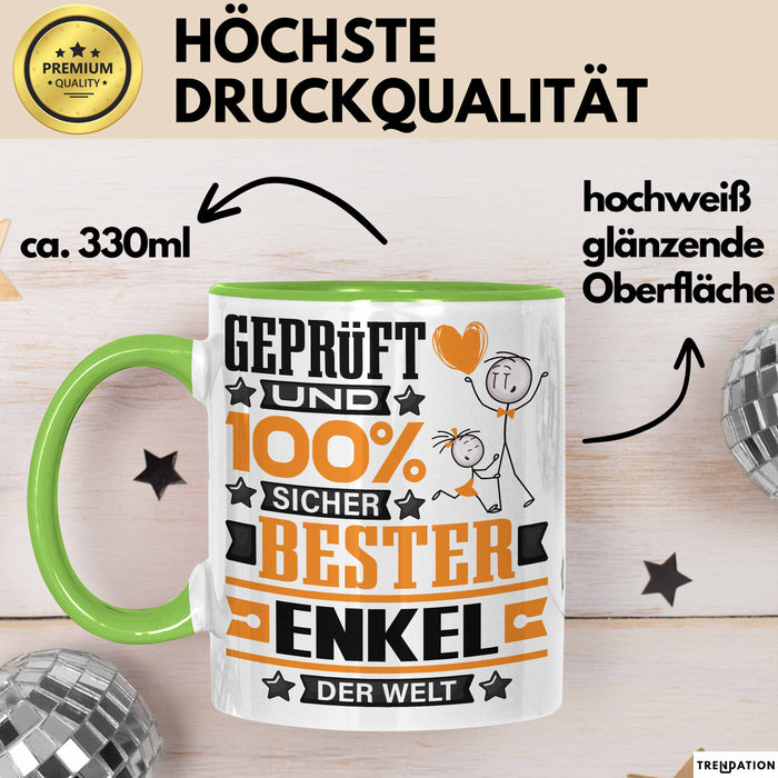 Enkel Geschenk Lustiger Spruch für Enkel Geschenkidee Bester Enkel Der Welt Grün Trendation