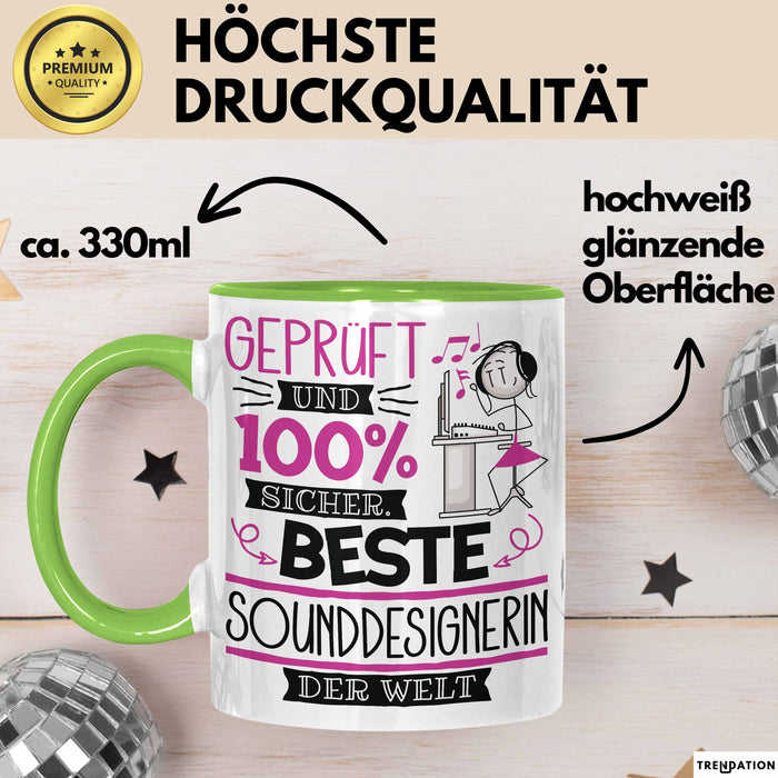 Sounddesignerin Geschenk Becher Tasse Gott Schuf Alle Menschen Gleich Nur Die Besten Durfeten Sounddesignerin Werden Geschenkidee Lustig Grün Trendation
