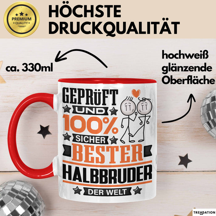 Halbbruder Geschenk Lustiger Spruch für Halbbruder Geschenkidee Bester Halbbruder Der Welt Rot Trendation