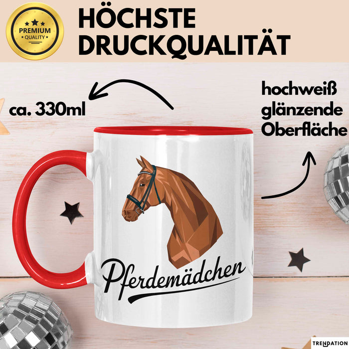 Pferde Tierliebhaber Tasse Geschenk Lustige Geschenkidee Spruch Pferdemädchen Rot Trendation