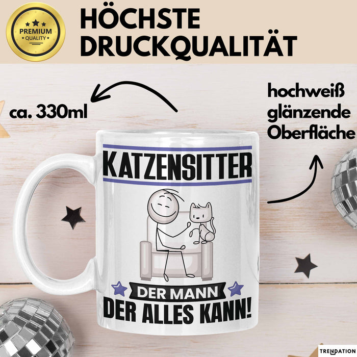 Katzensitter Tasse Geschenk für Katzensitter Der Mann Der Alles Kann Geschenkidee zum Geburtstag Weiß Trendation