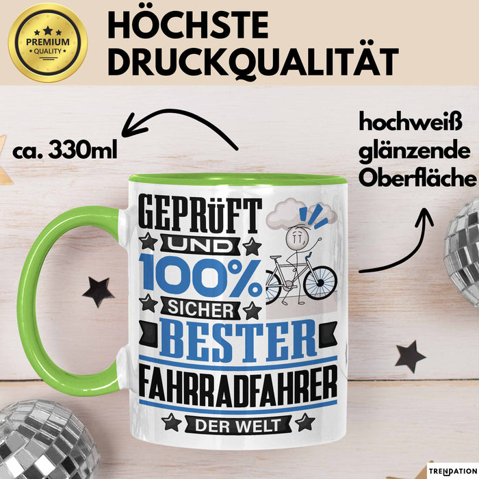 Fahrradfahrer Geschenk Lustiger Spruch für Fahrradfahrer Geschenkidee Bester Fahrradfahrer Der Welt Grün Trendation
