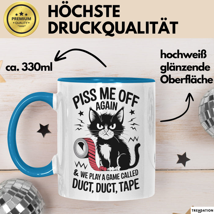 Katzen Tasse Geschenk Duct Duct Tape Geschenkidee Lustig Katze Sarkasmus Blau Trendation