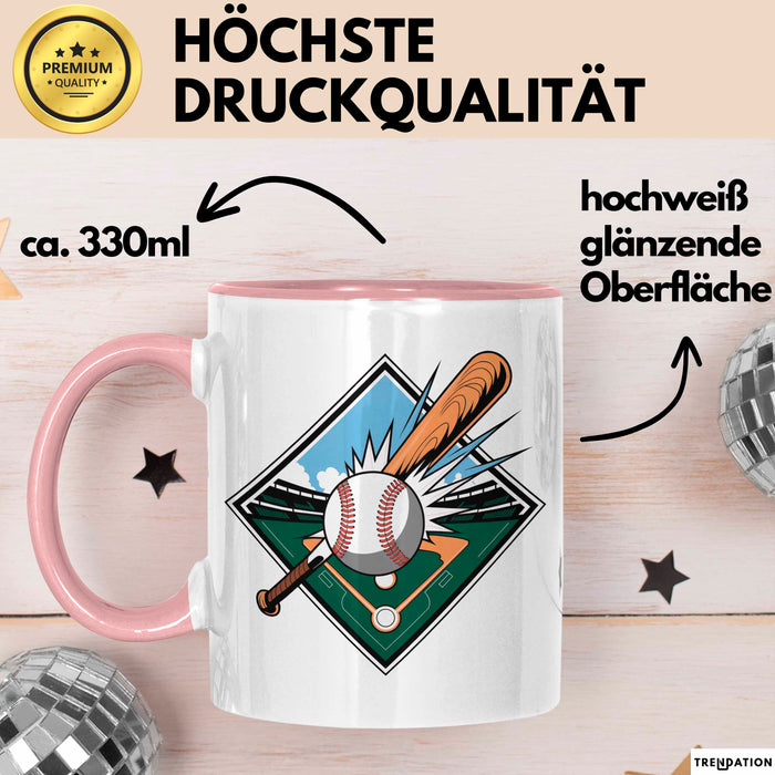 Baseballspieler Tasse Geschenkidee für Baseballliebhaber Rosa Trendation
