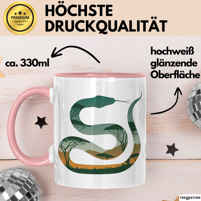 Reptil Schlange Tier Tasse Geschenk Lustige Geschenkidee Spruch Rosa Trendation