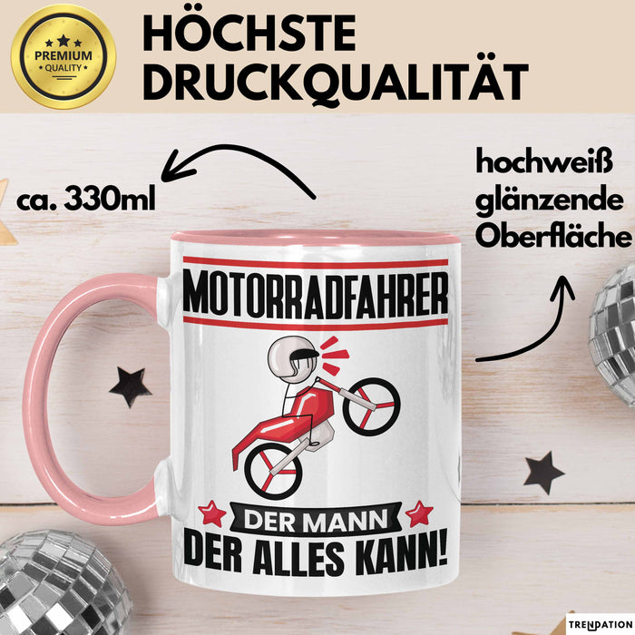 Motorradfahrer Tasse Geschenk für Motorradfahrer Der Mann Der Alles Kann Geschenkidee zum Geburtstag Rosa Trendation
