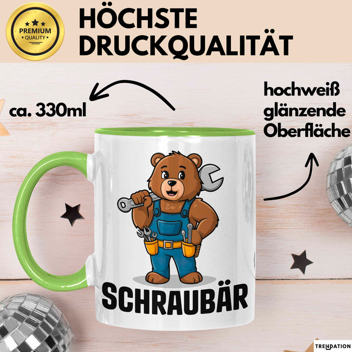 Auto Kfz Mechaniker Tasse Geschenk Lustige Geschenkidee Spruch Schraubar Grün Trendation