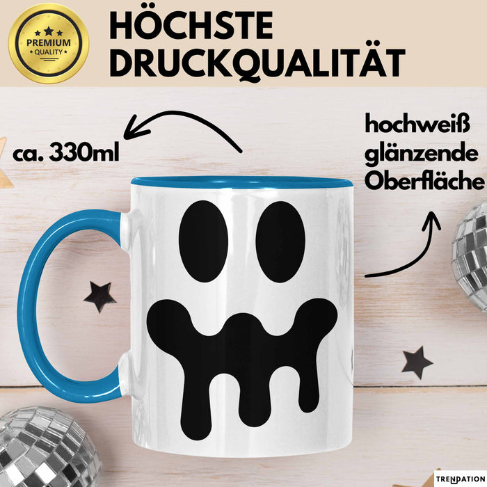Lächeln Halloween Feier Tasse Geschenk Lustige Geschenkidee Spruch Blau Trendation