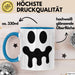 Lächeln Halloween Feier Tasse Geschenk Lustige Geschenkidee Spruch Blau Trendation
