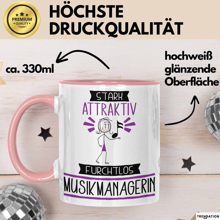 Musikmanagerin Tasse Geschenk Becher Stark Attraktiv Furchtlos Musikmanagerin Lustige Geschenkidee Rosa Trendation