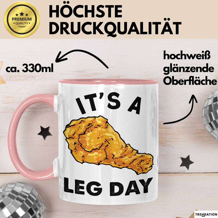 Its A Leg Day Gym Tasse Geschenk Chicken Wing Beine Trainieren Gym Becher Rosa Trendation