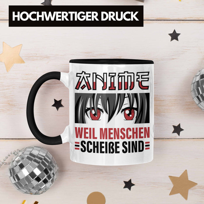 TRENDATION Anime Tasse Geschenk Spruch Kaffeetasse Schwarz Trendation