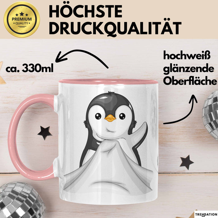 Lustige Tasse Geschenk Klein Pinguin Süßer Becher Spruch Rosa Trendation