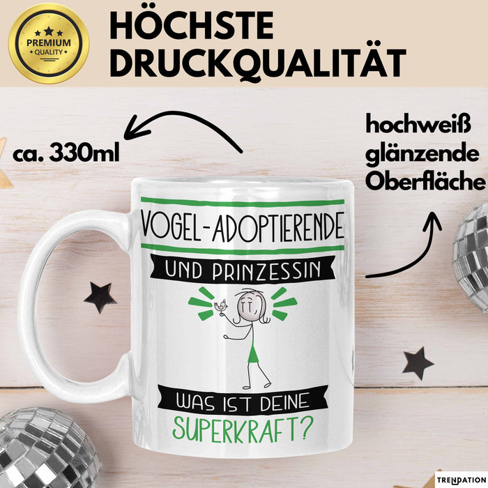 Vogel-Adoptierende Und Prinzessin Tasse Geschenk Für Eine Vogel-Adoptierende Geburtstag Was Ist Deine Superkraft Weiß Trendation
