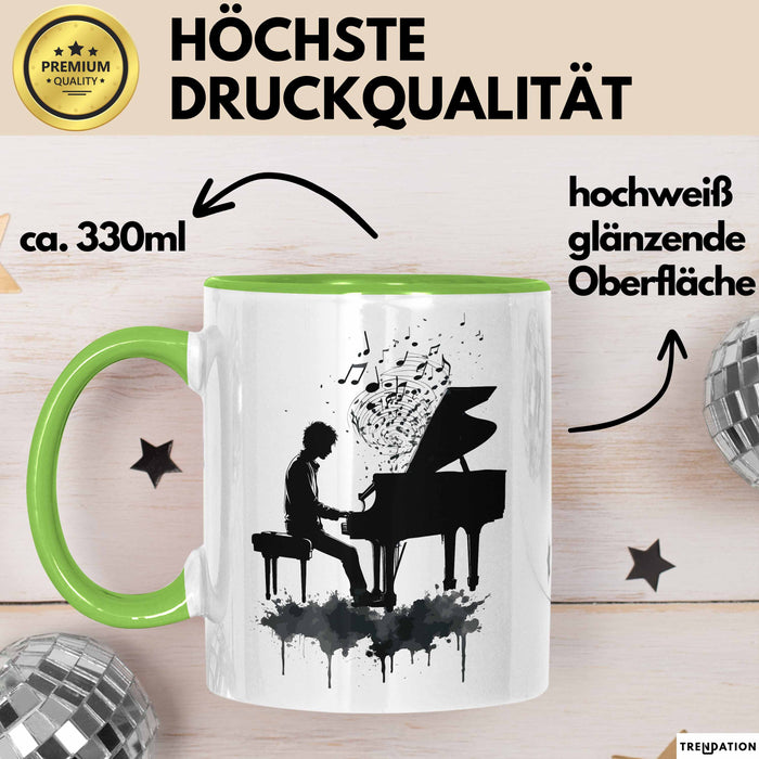 Klavier-Spieler Geschenk Tasse Grafik Piano Spielerin Geschenkidee Becher Grün Trendation