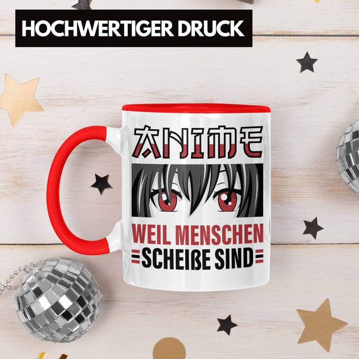 TRENDATION Anime Tasse Geschenk Spruch Kaffeetasse Rot Trendation