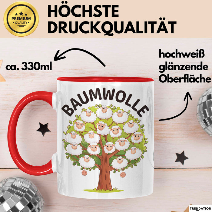 Schaf Tier Tasse Geschenk Baumwolle Geschenkidee Bauernhof Geschenkidee Lustig Rot Trendation