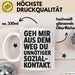 Antisozial Tasse Geschenk Unnoetiger Sozialkontakt Geschenkidee Lustig Sarkasmus Weiß Trendation