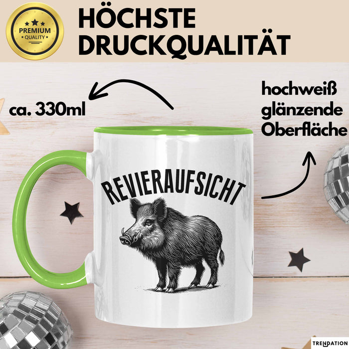 Jäger Tasse Geschenk Revieraufsicht Geschenkidee Wildschwein Geschenke Jägerin Grün Trendation