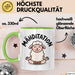 Schaf Tier Bauer Tasse Becher Geschenk Lustige Geschenkidee Spruch Mahditation Grün Trendation