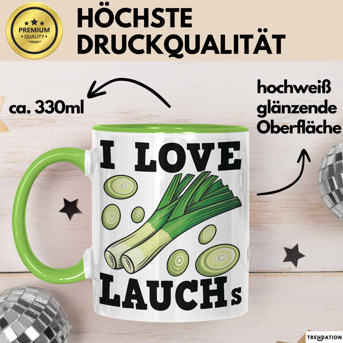 I Love Lauchs Tasse Geschenk Jogger Fitness Fun Spass Grün Trendation