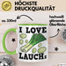 I Love Lauchs Tasse Geschenk Jogger Fitness Fun Spass Grün Trendation