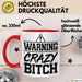 Humor Tasse Warning Crazy Bit*** Geschenkidee Verrückte Kollegin Kaffee-Becher Rot Trendation