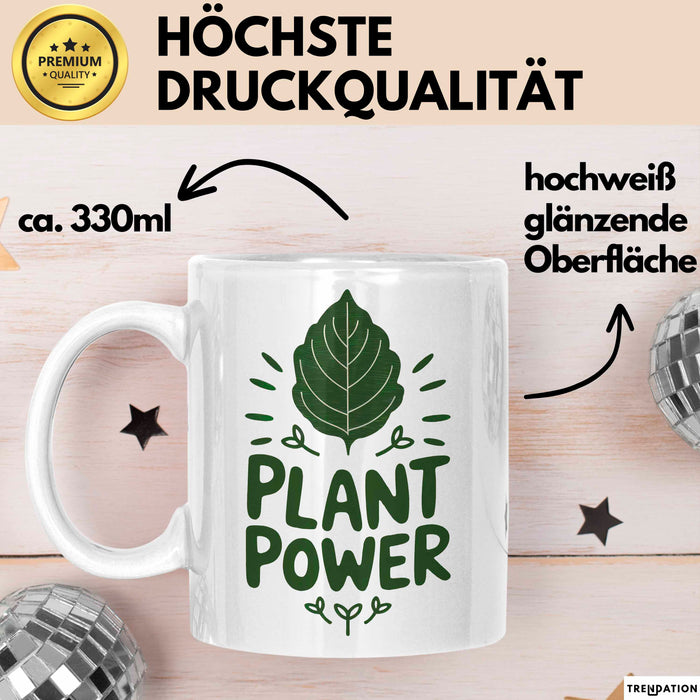 Veganer Tasse Geschenkidee Pflanzenkraft Weiß Trendation